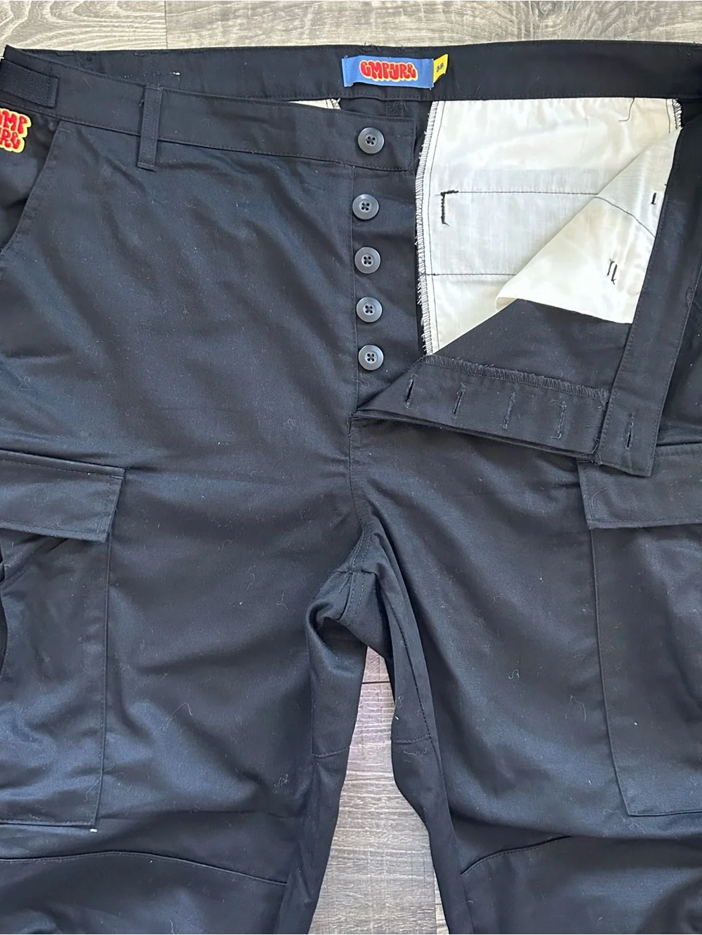 Empyre Relax Cargo Pants Men’s 38 42x31 Black Skate Chino Button Fly Y2K